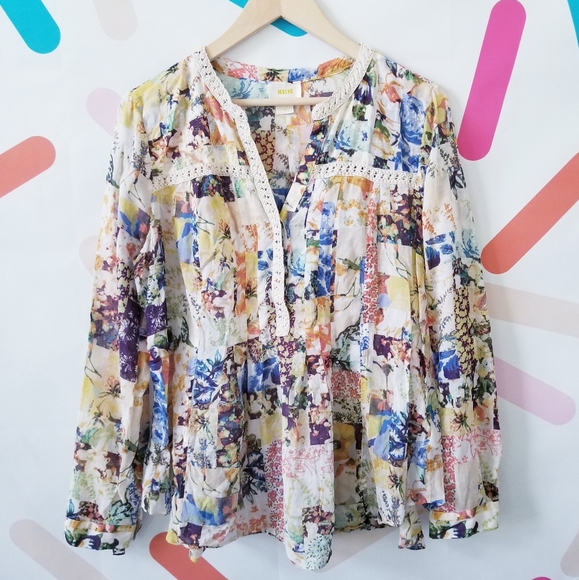 Anthropologie Tops - Anthropologie Abella Pintuck Crochet Trim Blouse